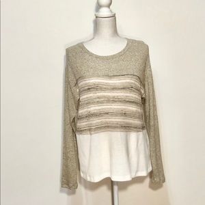 Papermoon Tan Long Sleeve fleece like Knit Top